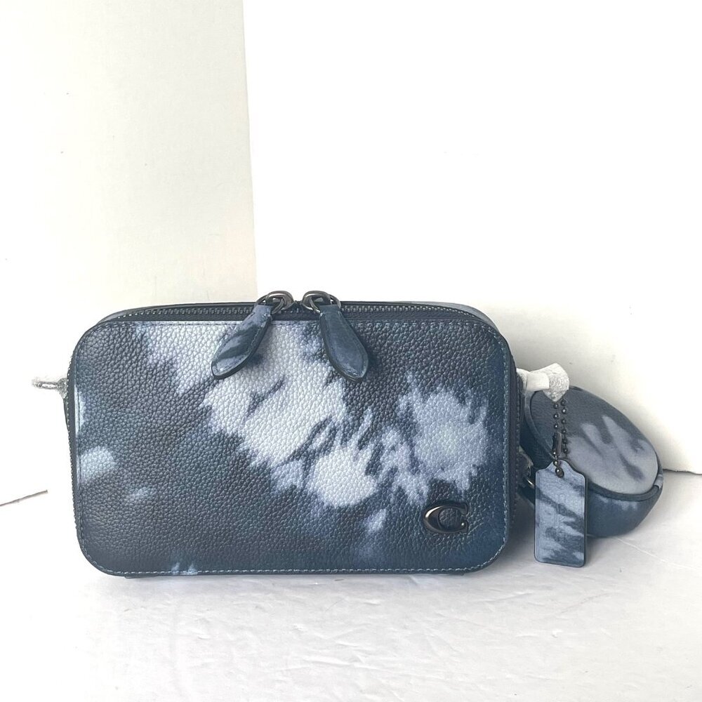 Coach Charter Tie Dye Slim Crossbody Blue Leather Sling Bag CU208 - Picture 3 of 12